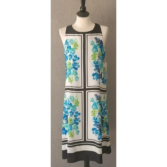 NWT CeCe Playa del Sol Halter Neck Multi Color Floral Dress in New Ivory Size 8 - Picture 1 of 6